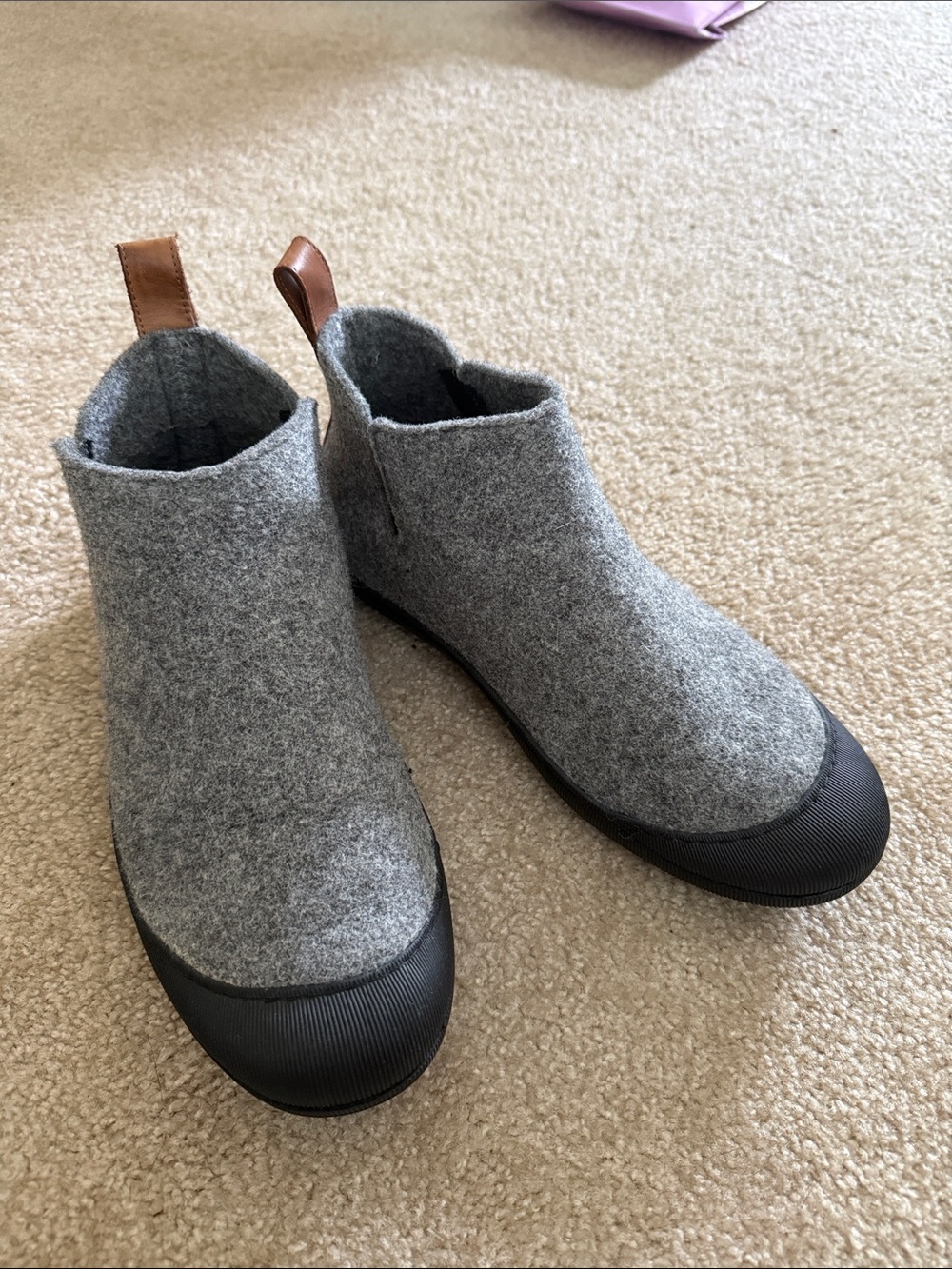 Gray Wool-Blend Slip-On Men's Casual Boot Slippers